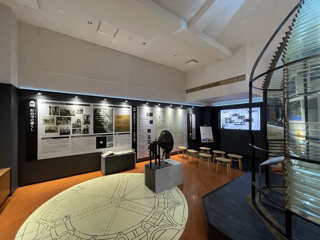 カムイ番屋2階にある神威岬灯台の歴史展示室