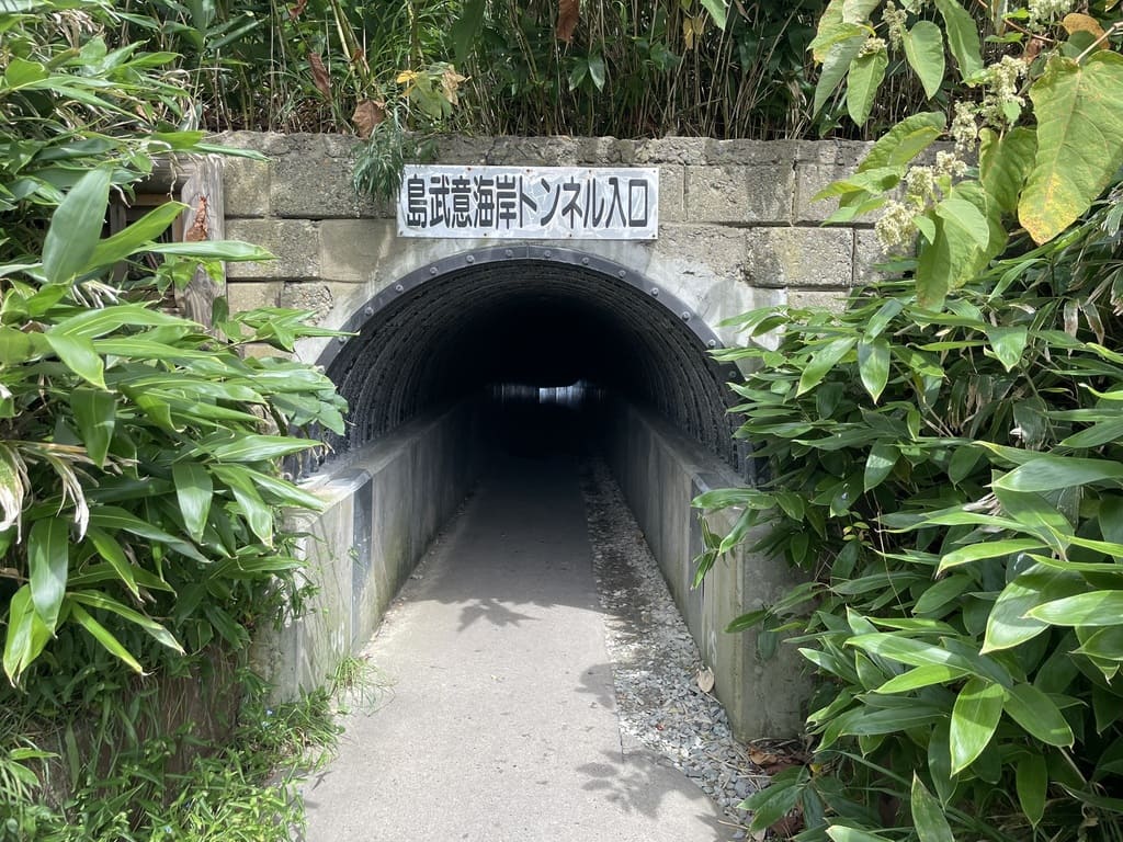 北海道積丹町の島武意海岸トンネル入口