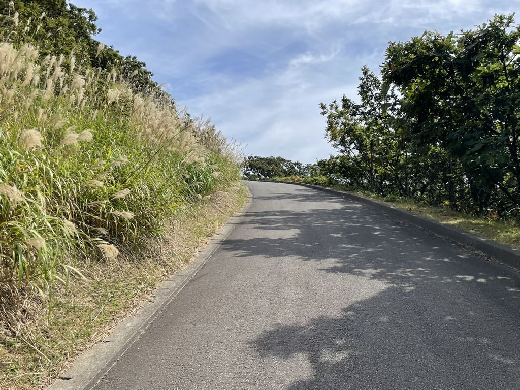 積丹岬灯台へ向かう上り坂