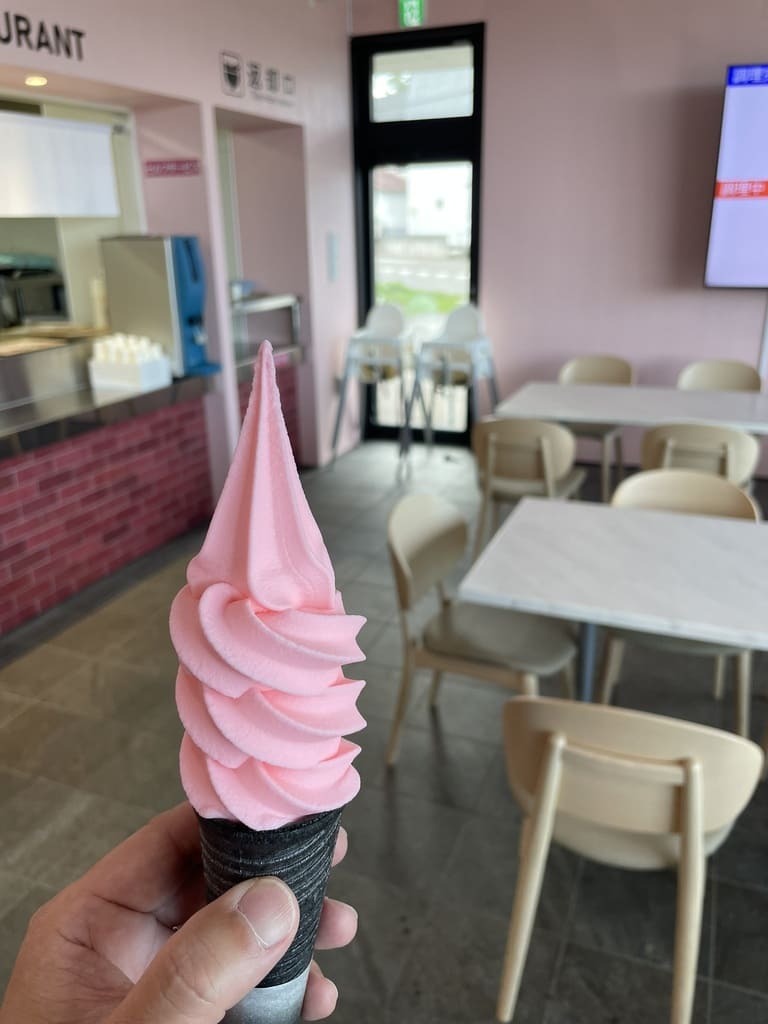道の駅ふるびらたらこミュージアムで実際に購入したピンクソフト