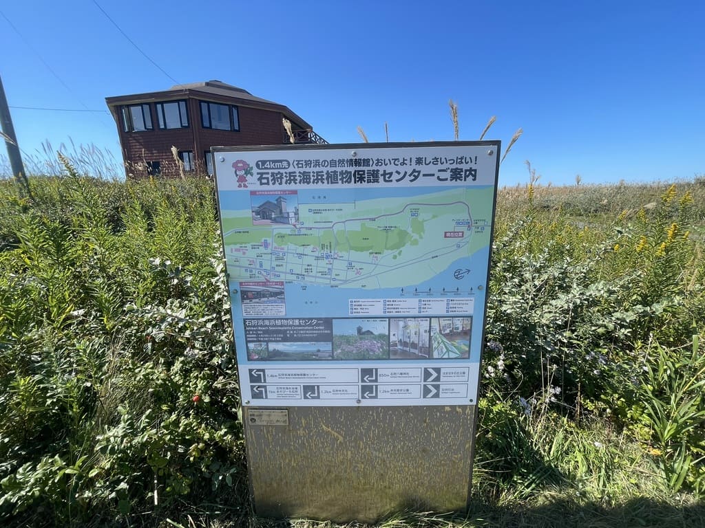 はまなすの丘公園周辺と石狩浜海浜植物保護センターの案内図
