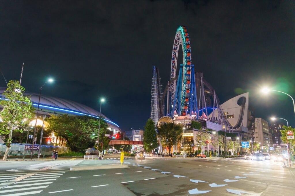 文京区の東京ドームシティ夜景