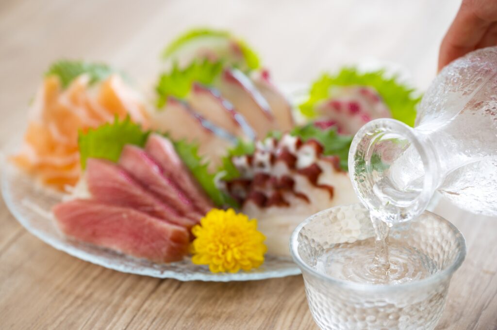 兵庫県西宮市の刺身と日本酒