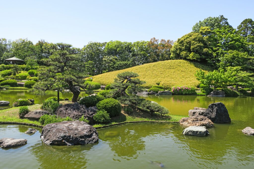 大仙公園の庭園と池 堺市堺区の大仙公園