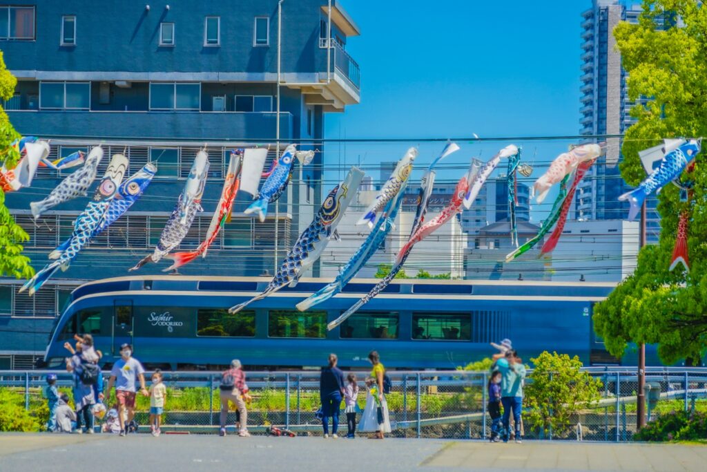 神奈川県横浜市神奈川区の反町公園のこいのぼり 神奈川県横浜市神奈川区の反町公園のこいのぼり