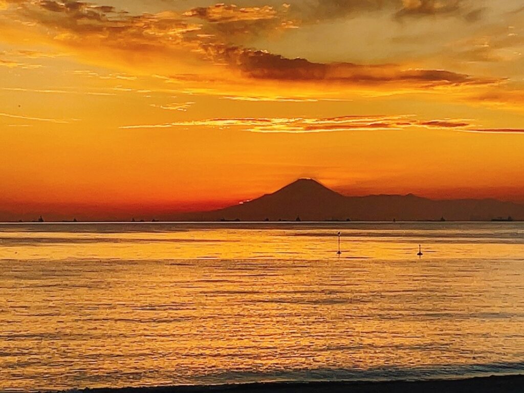 千葉市稲毛区のいなげの浜の夕景
