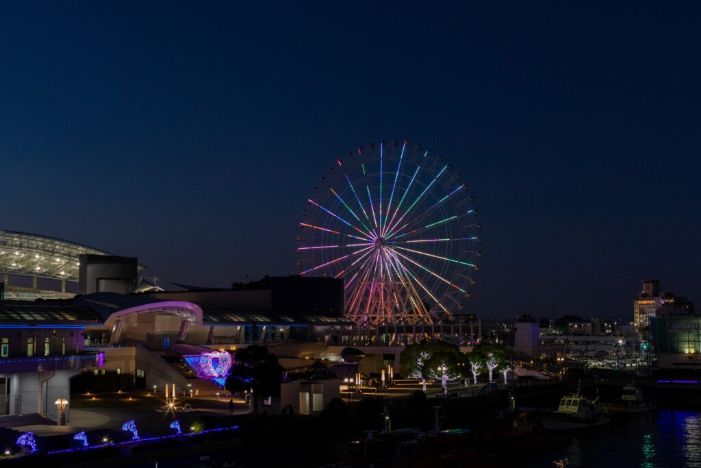 愛知県名古屋市の名古屋港ガーデンふ頭と夜景