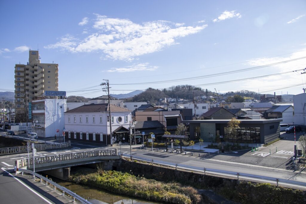 瀬戸川と街並み 藤枝市の瀬戸川