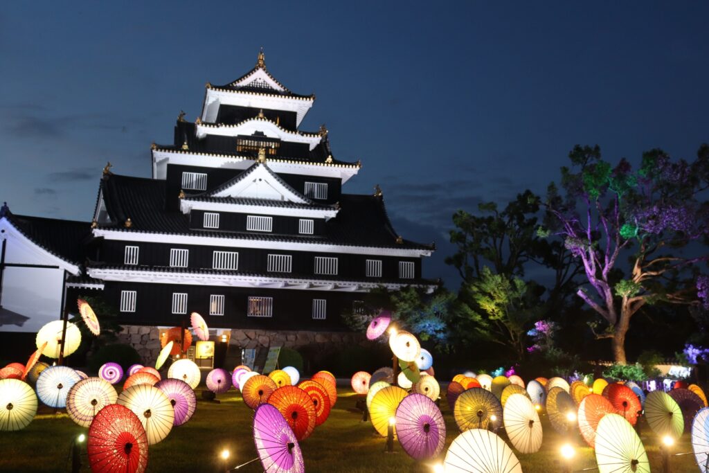 岡山城のライトアップ風景 岡山城のライトアップ風景
