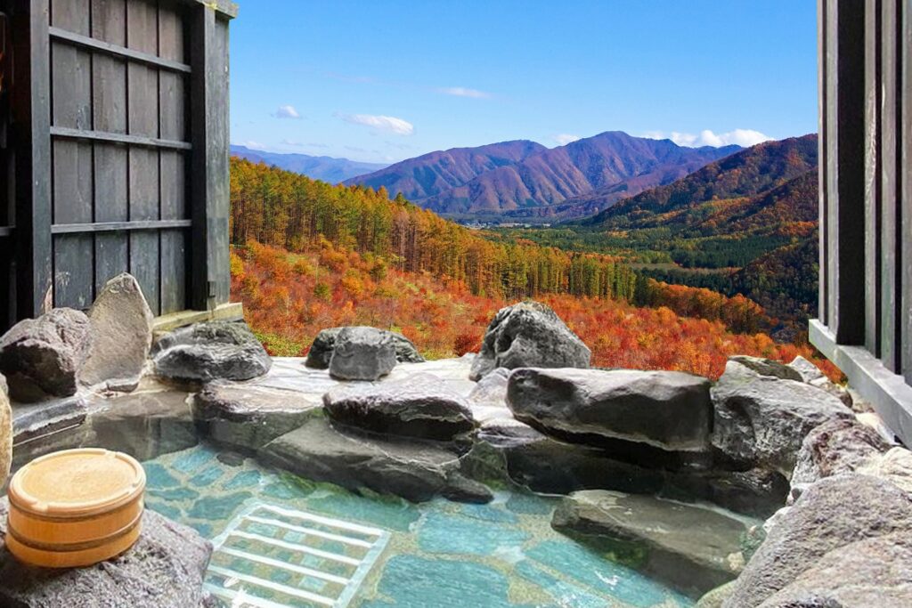 鹿児島県霧島市紅葉の露天風呂