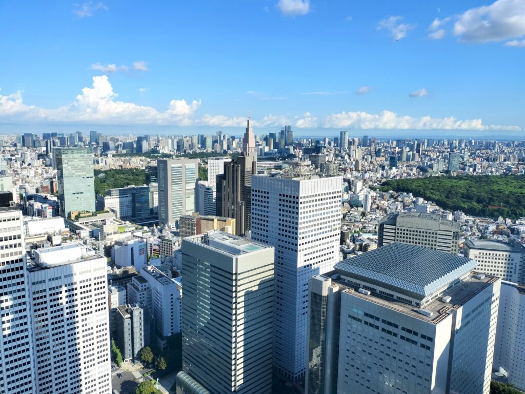 新宿区の都庁展望室からの眺望