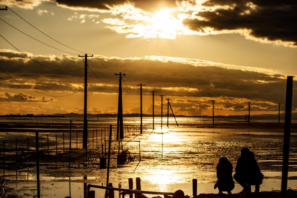千葉県木更津市の江川海岸の夕景