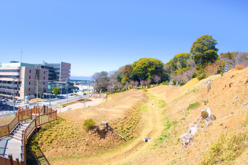 愛知県小牧市の小牧山と市街地