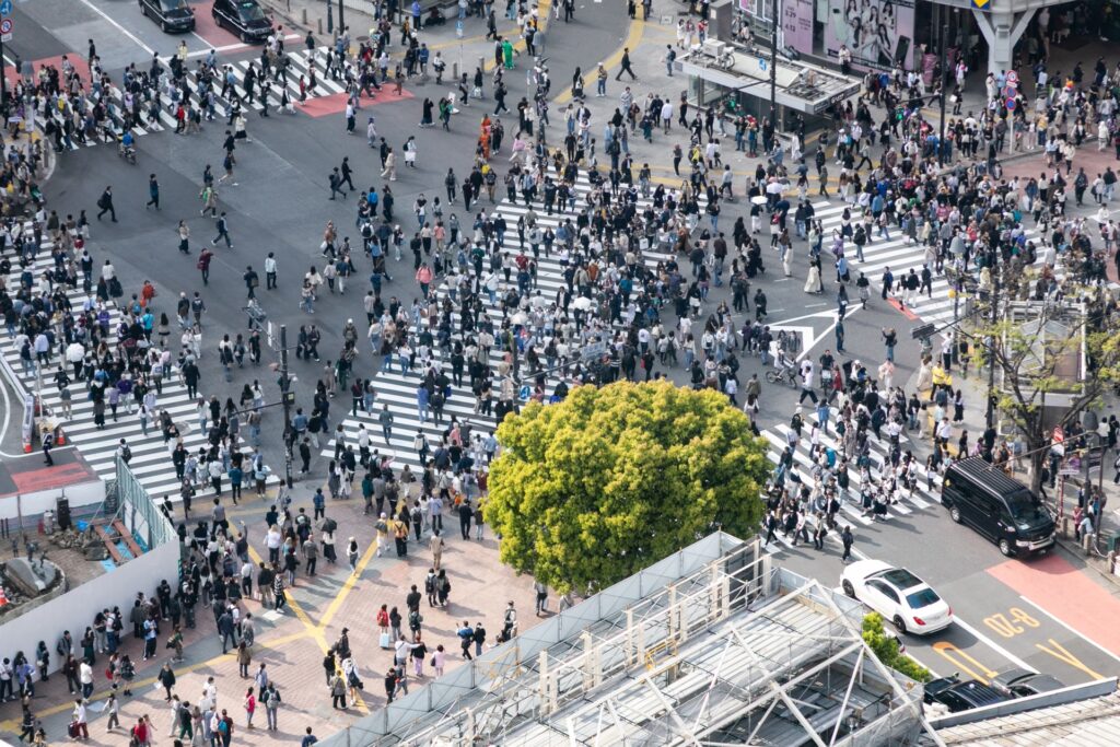 渋谷区の渋谷スクランブル交差点