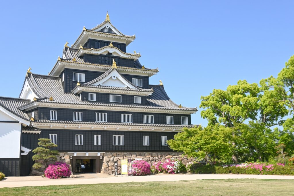 昼間の岡山城全景 昼間の岡山城全景