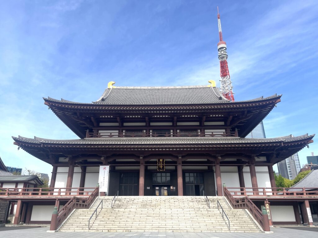 港区の増上寺と東京タワー