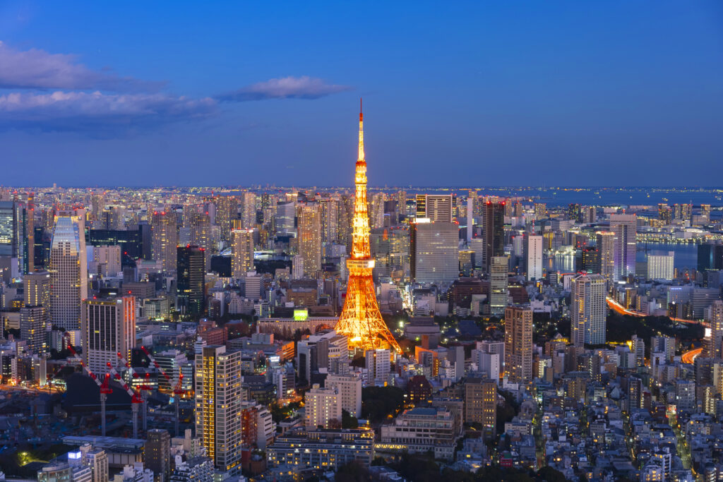 港区の東京タワーの夜景
