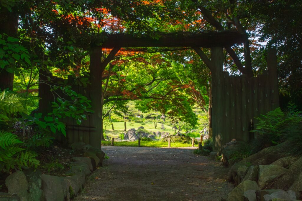 江東区の清澄庭園の庭園風景