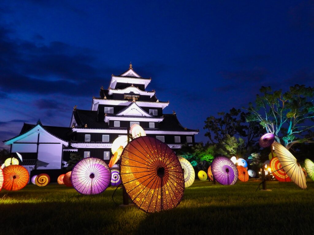 北区の城のライトアップ