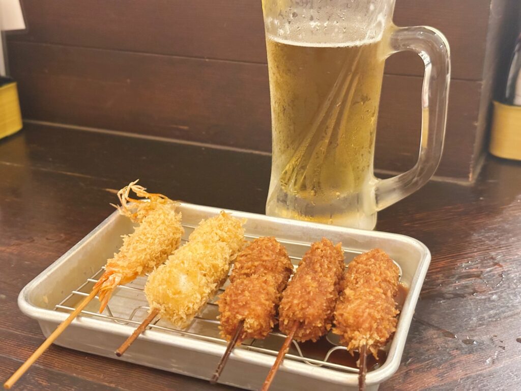 串カツとビール