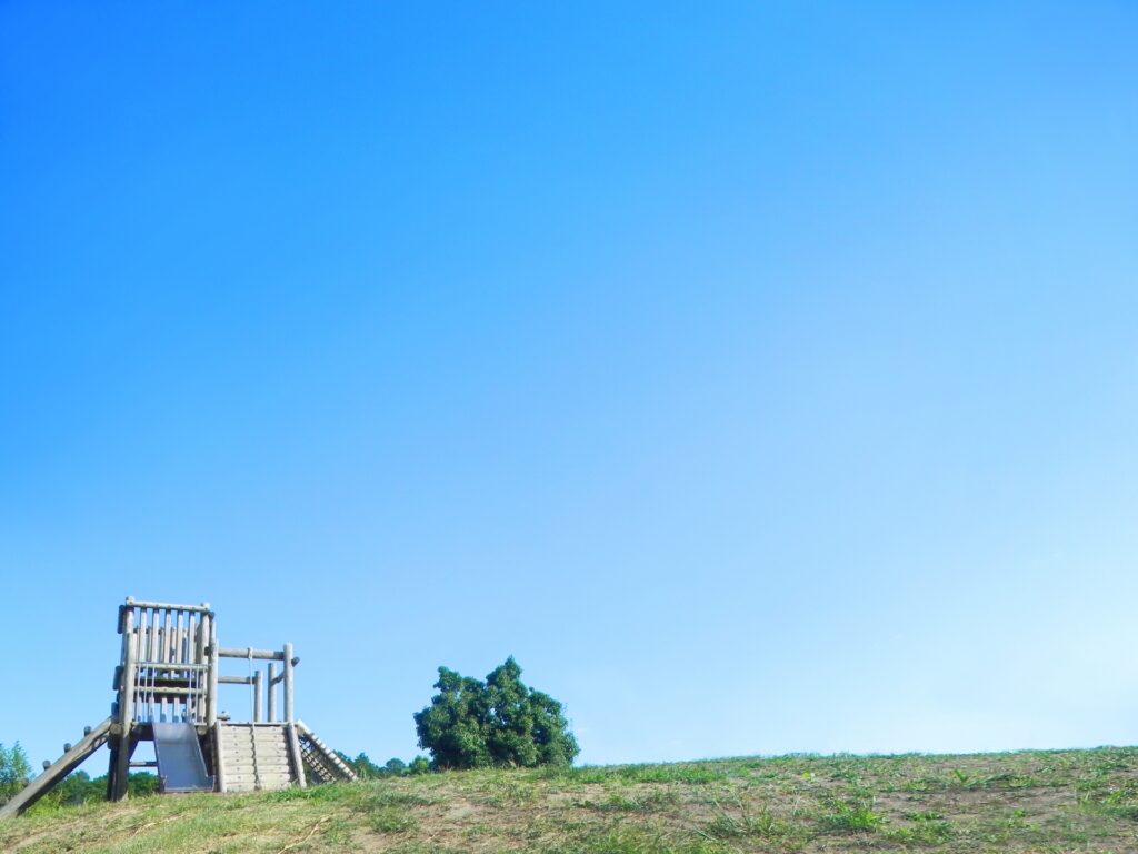 神奈川県横浜市南区の遊具と青空