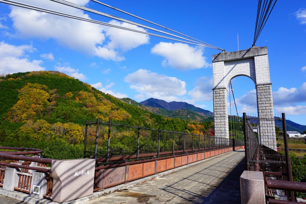 秦野市風の吊り橋と丹沢の山々