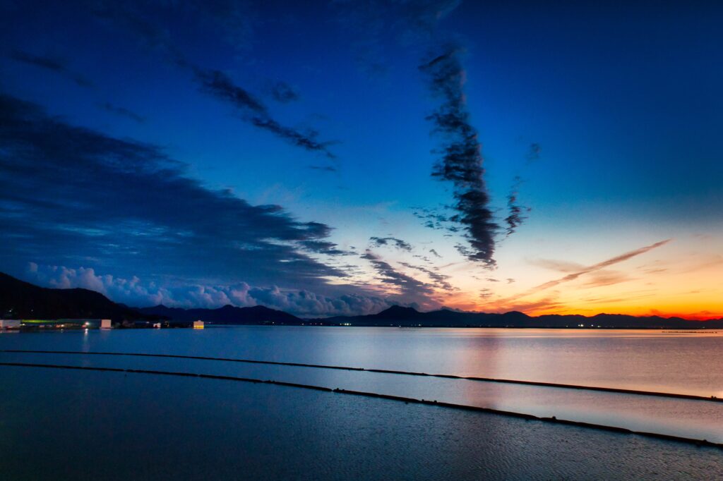 瀬戸内海と児島湖の夕暮れ
